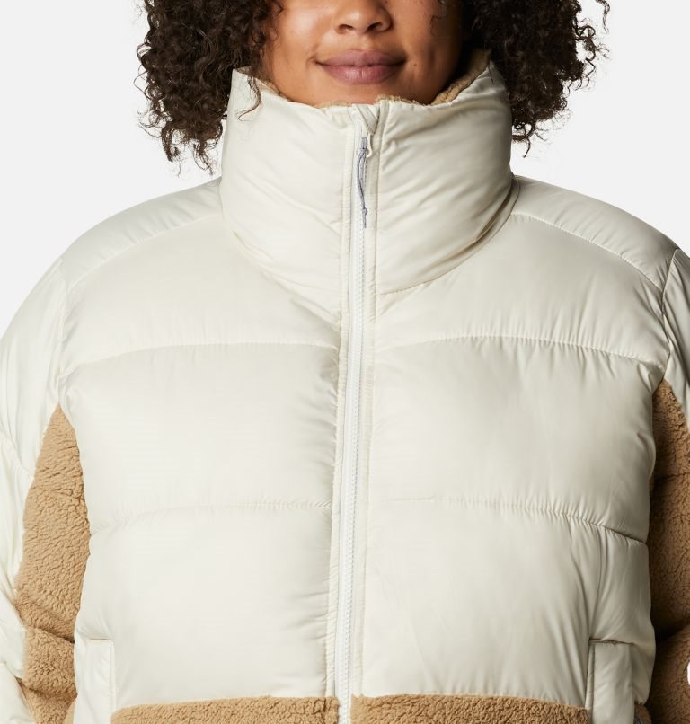 Women's Columbia Leadbetter Point Sherpa Hybrid Jackets Cream / Brown | Plus Size CA-D13C8